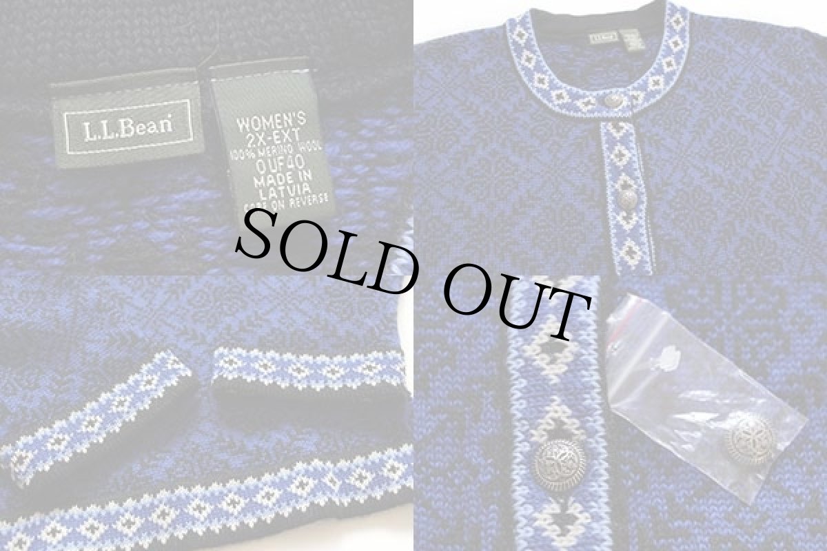 画像3: 未使用★L.L.Bean ノルディック柄 メリノウール ニット カーディガン W-2X (3)