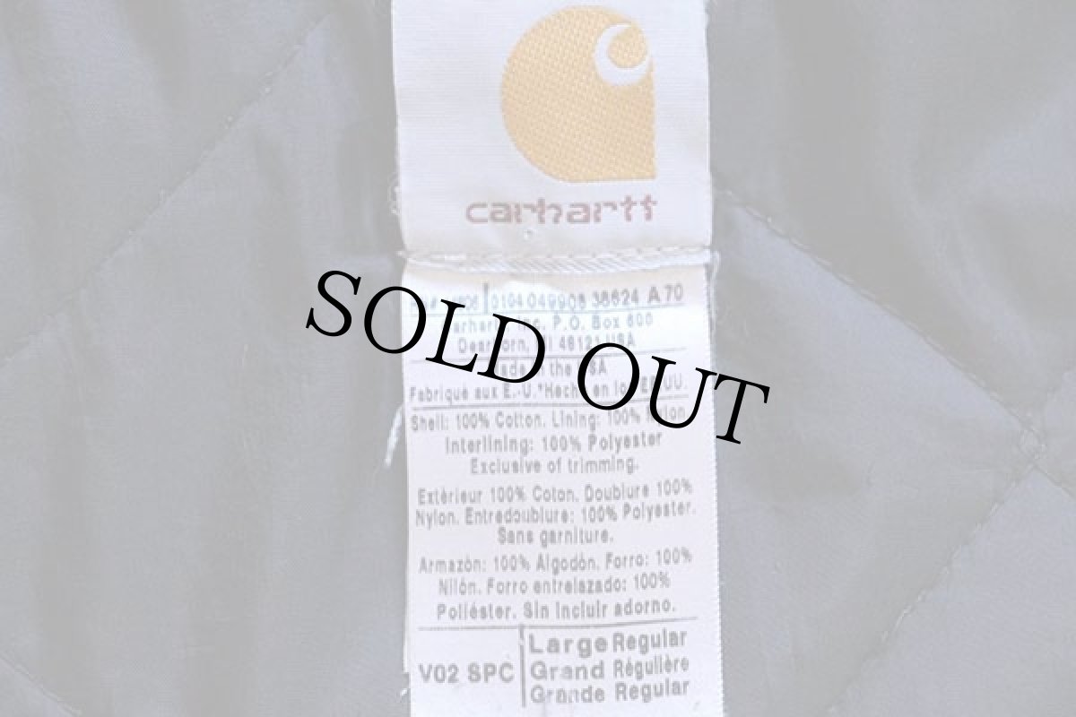 画像4: 00s USA製 carharttカーハート キルティングライナー ダックベスト ボロ 深緑 L (4)