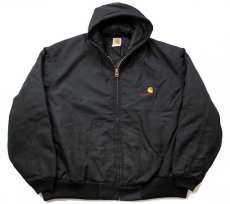 画像1: 90s carharttカーハート ワンポイント キルティングライナー ナイロン混 アクティブジャケット パーカー 黒 (1)