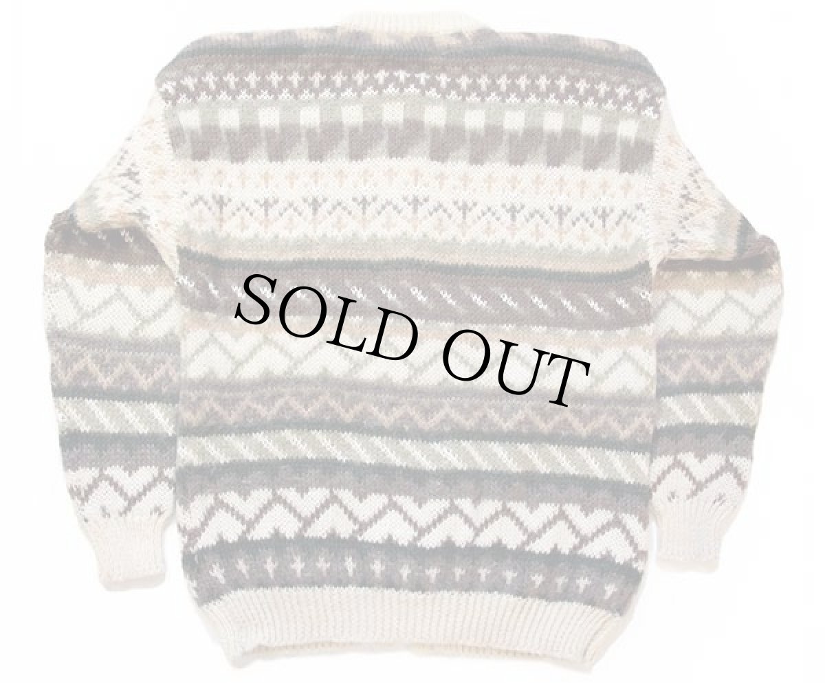 画像2: ニュージーランド製 Snowy Peak フェアアイル柄 ラムウール×モヘヤ ニット カーディガン 40 (2)