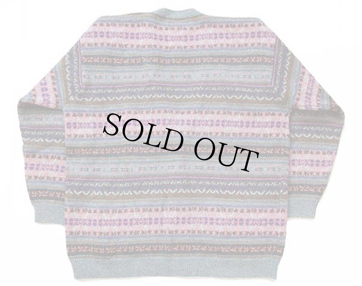 画像2: 80s EddieBauerエディーバウアー フェアアイル柄 ウールニット カーディガン L (2)