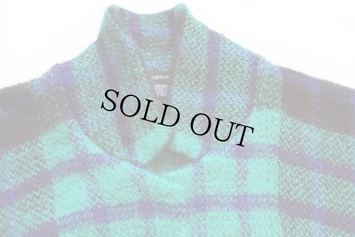 画像3: 90s I.B.DIFFUSION タータンチェック ドルマンスリーブ モヘヤ ニット カーディガン (3)