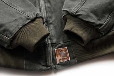 画像6: 00s USA製 carharttカーハート 刺繍入り キルティングライナー ダック地 サンタフェジャケット モスグリーン XL (6)