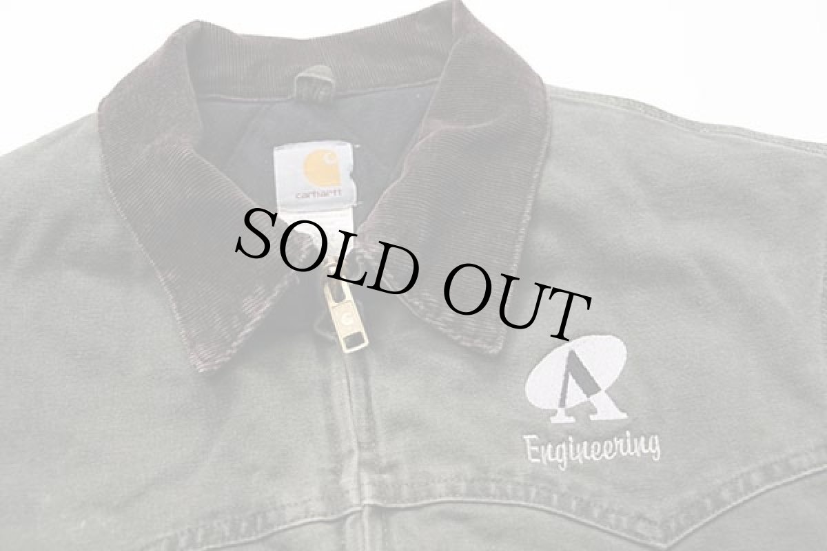 画像3: 00s USA製 carharttカーハート 刺繍入り キルティングライナー ダック地 サンタフェジャケット モスグリーン XL (3)