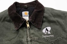 画像3: 00s USA製 carharttカーハート 刺繍入り キルティングライナー ダック地 サンタフェジャケット モスグリーン XL (3)