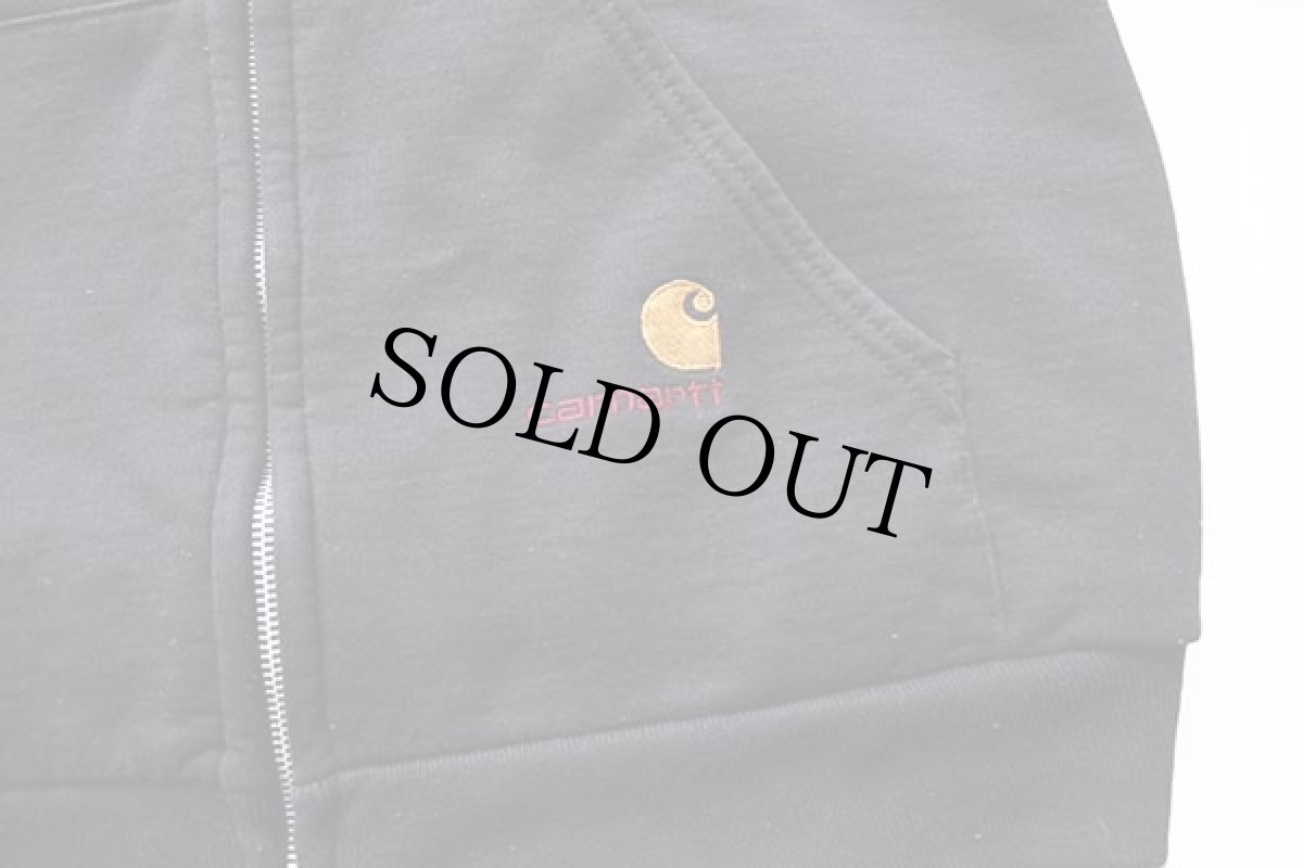 画像5: 90s carharttカーハート ワンポイント ライナー付き スウェット ジップパーカー 黒 (5)