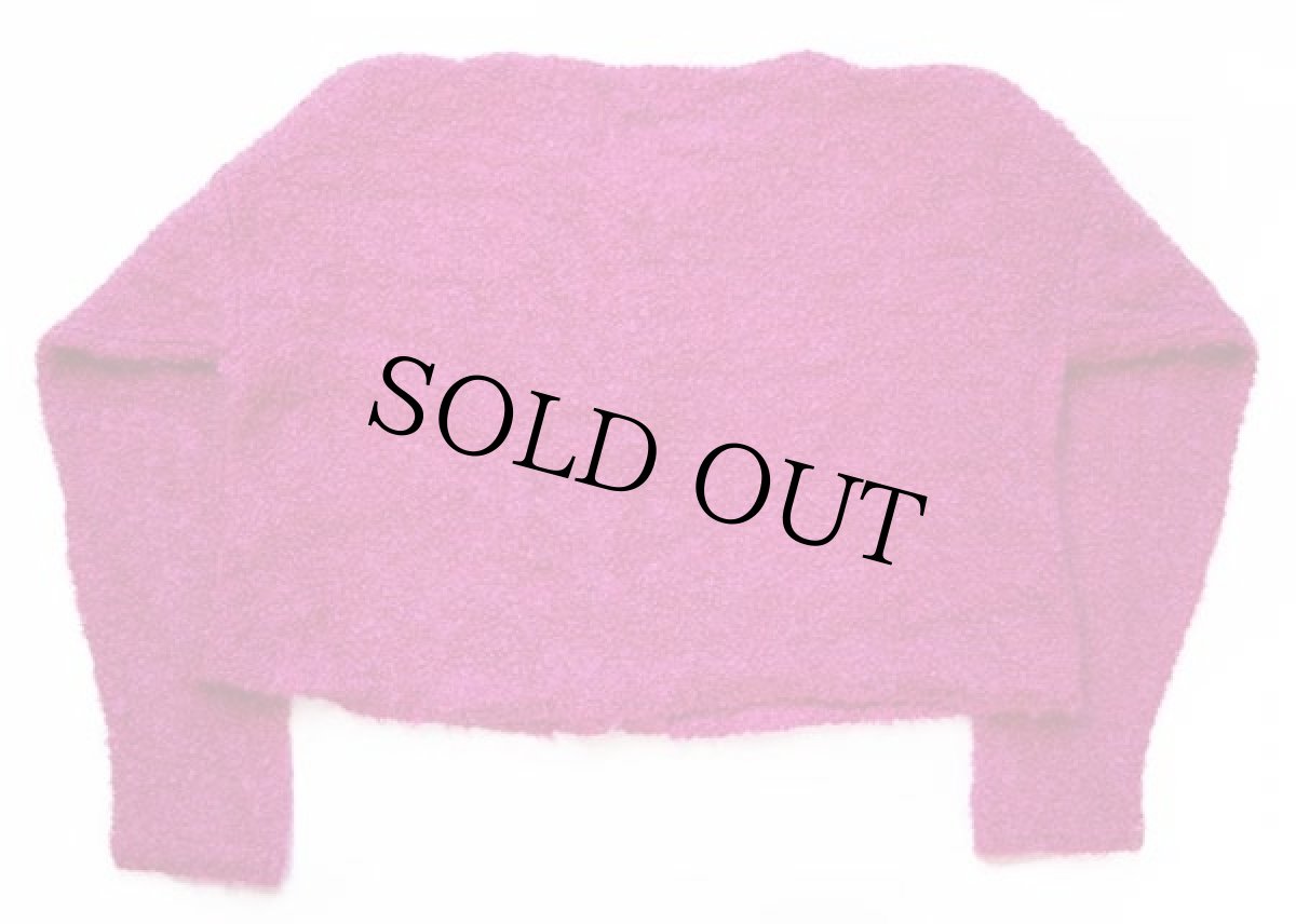 画像2: 90s CONTEMPO CASUALS ショート丈 モヘヤ パイル ニット カーディガン ピンク L (2)