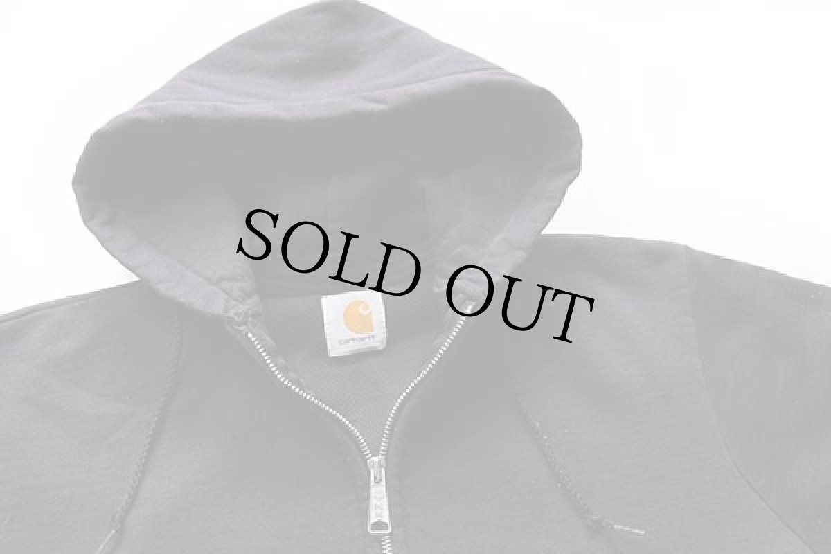 画像3: 90s carharttカーハート ワンポイント ライナー付き スウェット ジップパーカー 黒 (3)