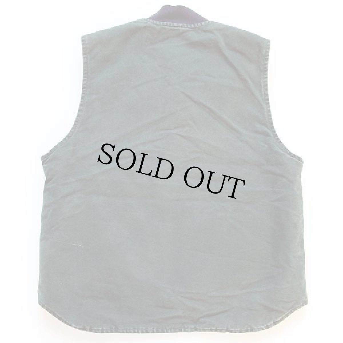 画像2: 00s USA製 carharttカーハート キルティングライナー ダックベスト ボロ 深緑 L (2)