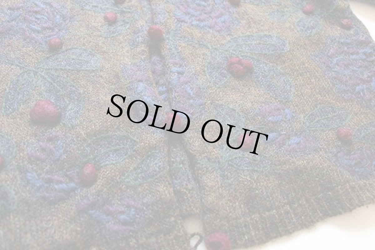 画像6: 90s EXPRESS TRICOT 花柄 刺繍 モヘヤ ニット カーディガン L (6)