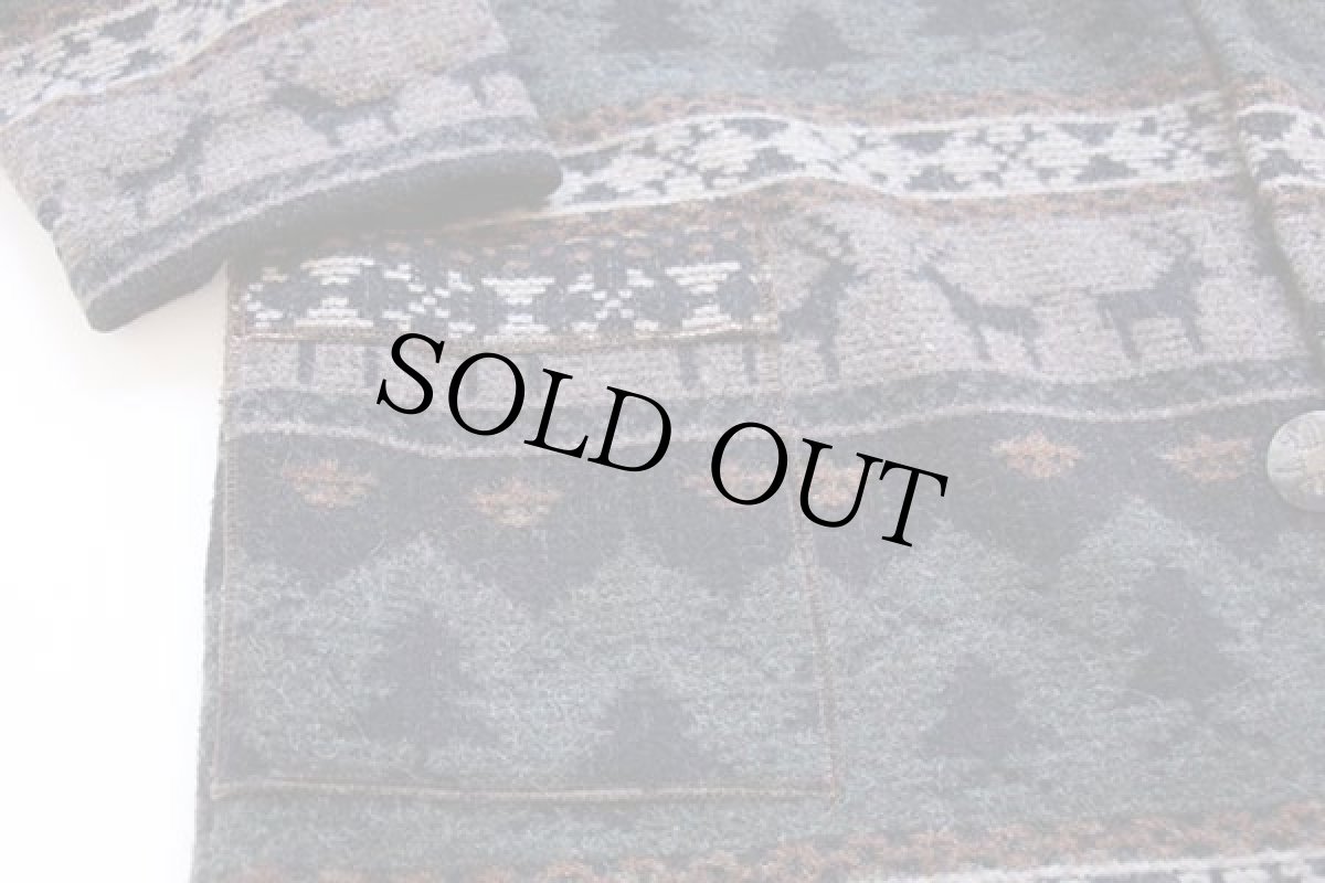 画像7: USA製 P.L.Greene's ネイティブ柄 コンチョボタン ウール ブランケットコート XL (7)