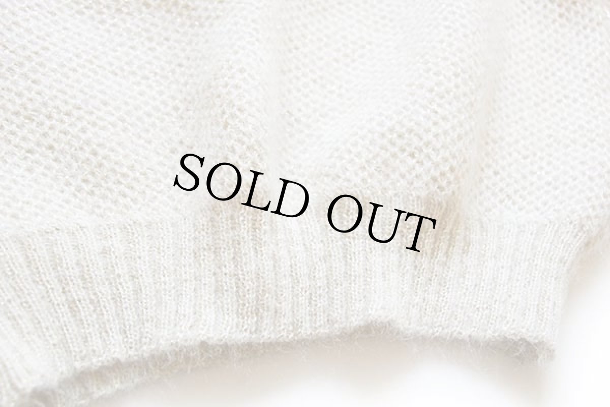 画像5: 80s イタリア製 OBR モックネック ゴールドラメ モヘヤ ニット セーター ナチュラル M (5)