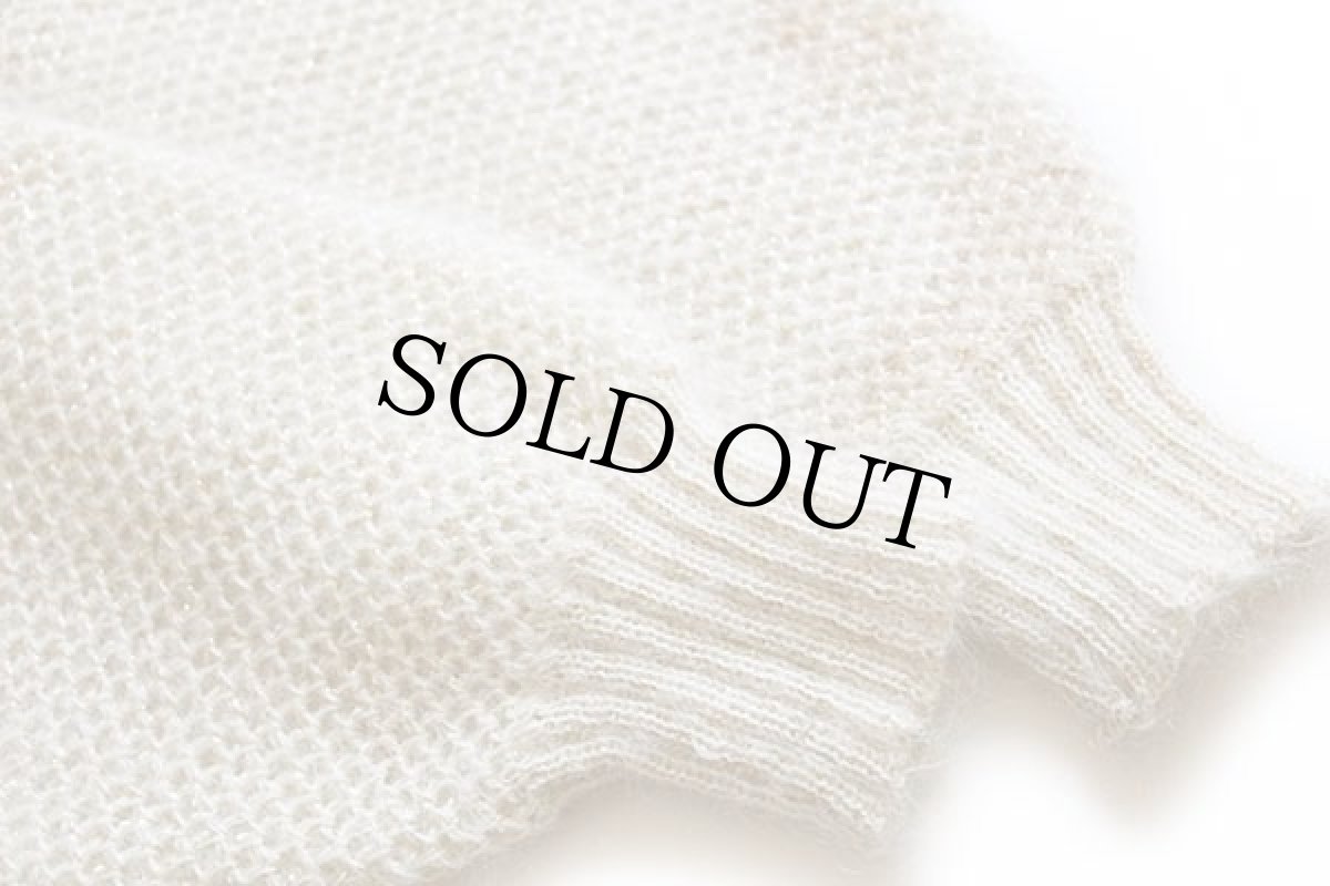 画像6: 80s イタリア製 OBR モックネック ゴールドラメ モヘヤ ニット セーター ナチュラル M (6)