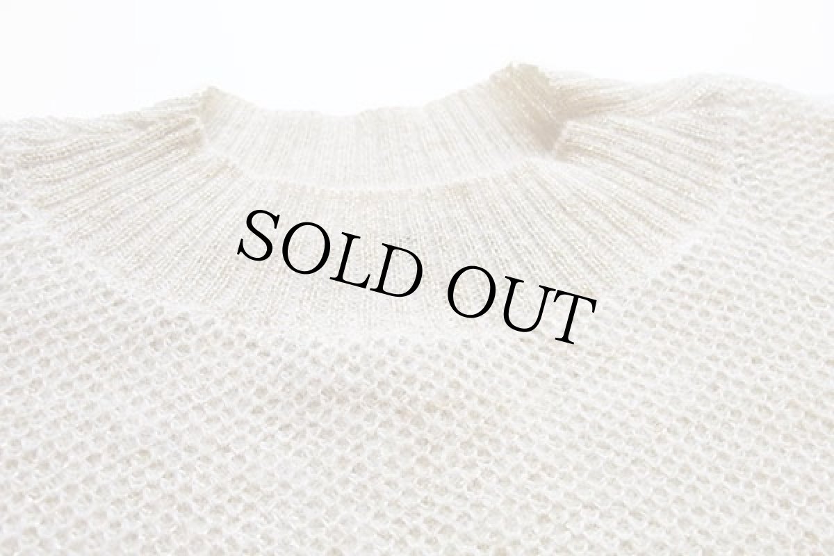 画像3: 80s イタリア製 OBR モックネック ゴールドラメ モヘヤ ニット セーター ナチュラル M (3)