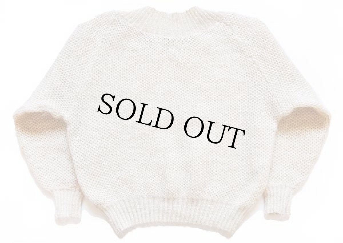 画像2: 80s イタリア製 OBR モックネック ゴールドラメ モヘヤ ニット セーター ナチュラル M (2)