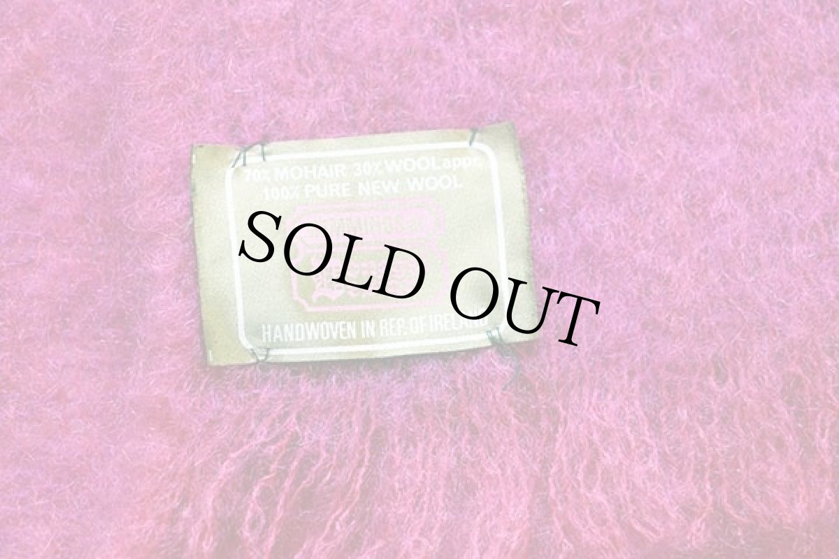 画像3: アイルランド製 Donegal Design ハンドニット モヘヤ パイル ストール ピンク (3)