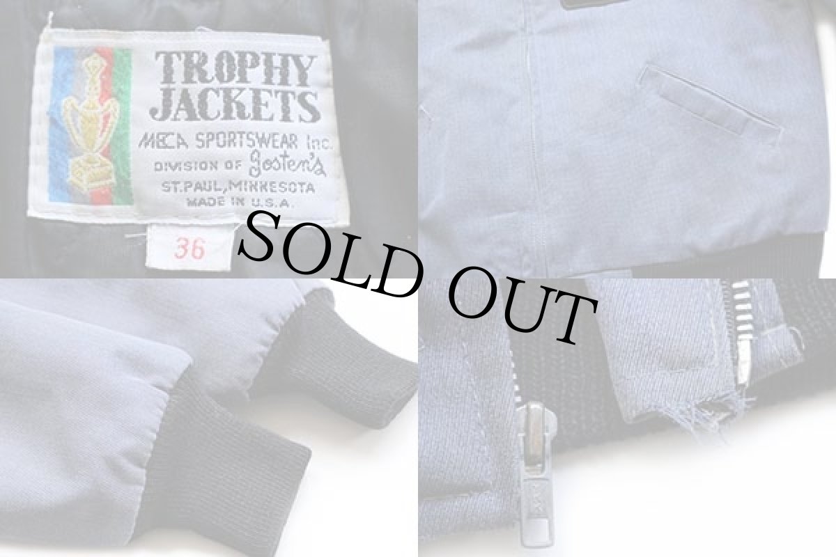 画像5: 80s USA製 TROPHY JACKETS U.S.ARMY JROTC SJMAパッチ付き キルティングライナー カデットジャケット ブルーグレー 36 (5)