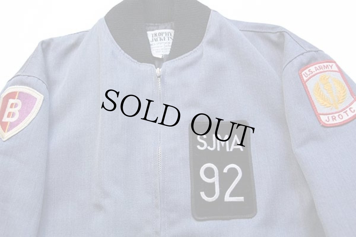 画像3: 80s USA製 TROPHY JACKETS U.S.ARMY JROTC SJMAパッチ付き キルティングライナー カデットジャケット ブルーグレー 36 (3)