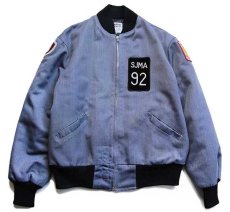 画像1: 80s USA製 TROPHY JACKETS U.S.ARMY JROTC SJMAパッチ付き キルティングライナー カデットジャケット ブルーグレー 36 (1)