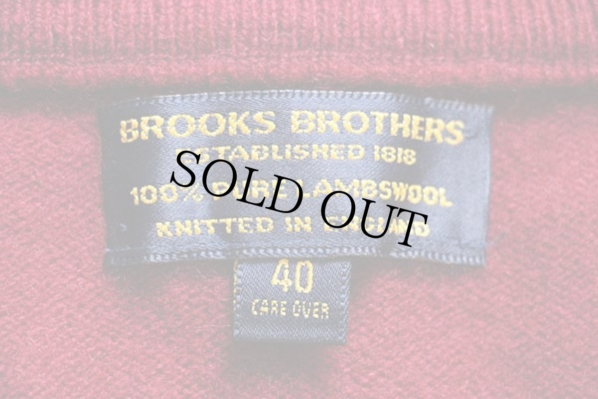 画像4: 90s 英国製 BROOKS BROTHERSブルックスブラザーズ Vネック サドルショルダー ラムウールニット セーター バーガンディ 40 (4)