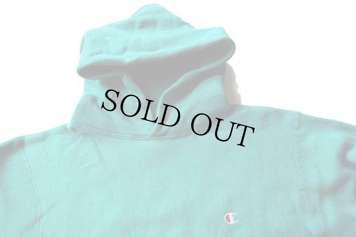 画像3: 90s USA製 Championチャンピオン ワンポイント リバースウィーブ スウェットパーカー エメラルドグリーン M (3)