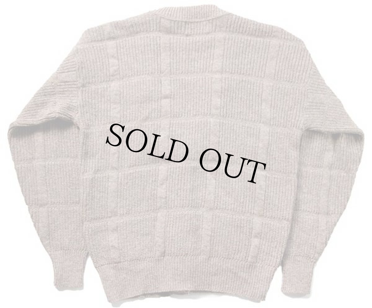 画像2: 80s USA製 JCPenney The Fox 編み柄 ウールニット カーディガン グレーベージュ M (2)