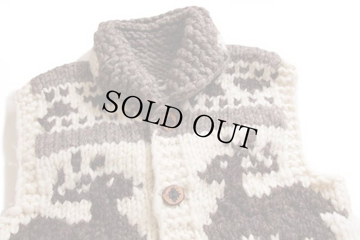 画像3: カナダ製 鹿柄 ウール カウチンセーター ベスト (3)