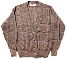 画像1: 80s USA製 JCPenney The Fox 編み柄 ウールニット カーディガン グレーベージュ M (1)