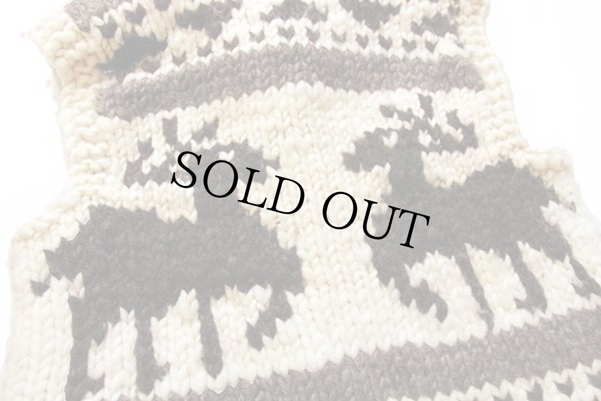 画像4: カナダ製 鹿柄 ウール カウチンセーター ベスト (4)