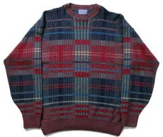画像1: 70s USA製 PENDLETONペンドルトン 編み柄 ウールニット セーター XL (1)