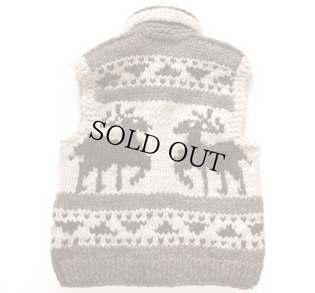 画像2: カナダ製 鹿柄 ウール カウチンセーター ベスト (2)