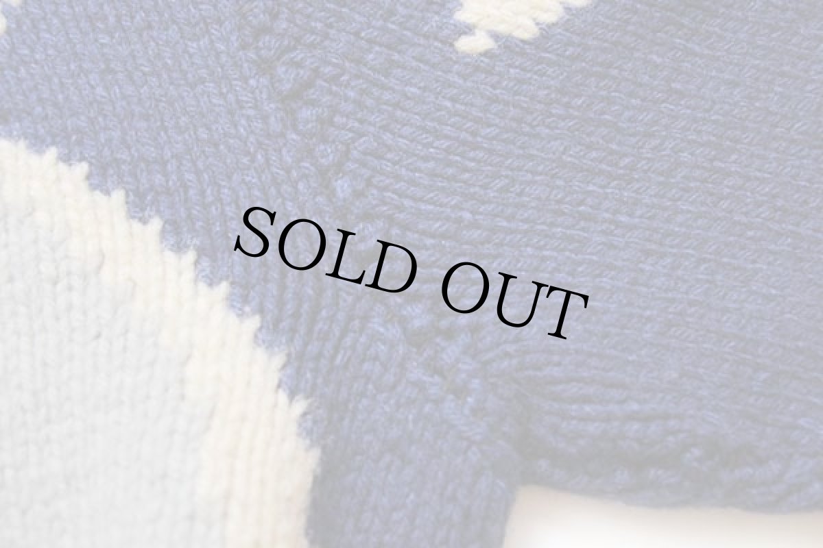 画像8: 60s UNKNOWN 魚柄 ウール カウチンセーター 青紺 (8)