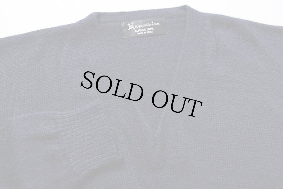 画像3: ペルー製 Alpaca Ware .COM Vネック アルパカ ニット セーター 紺 (3)