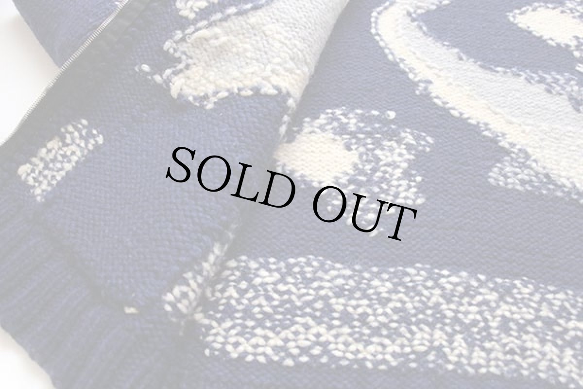 画像7: 60s UNKNOWN 魚柄 ウール カウチンセーター 青紺 (7)