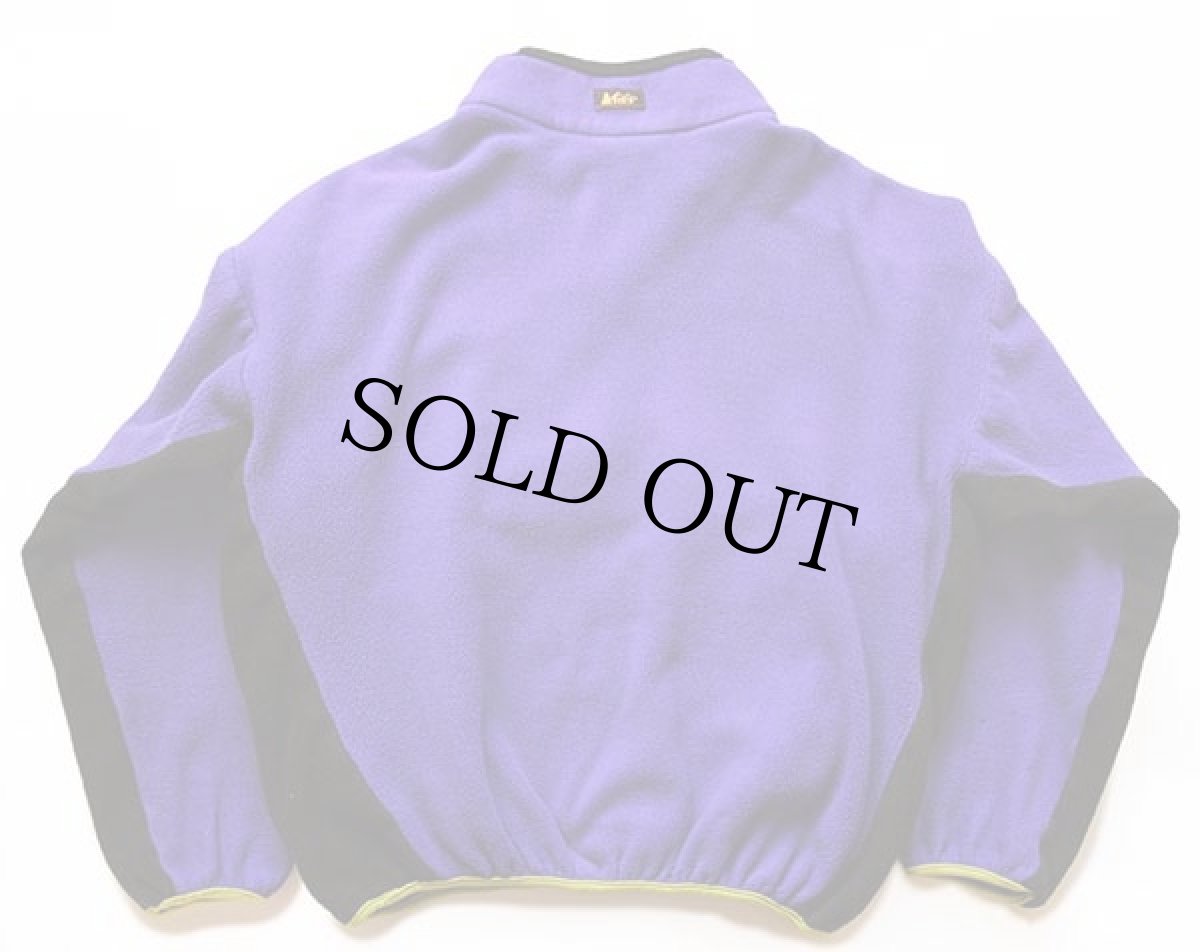 画像2: 80s REI マルチカラー 切り替え プルオーバー フリース 紫×黒×蛍光 黄緑 L (2)