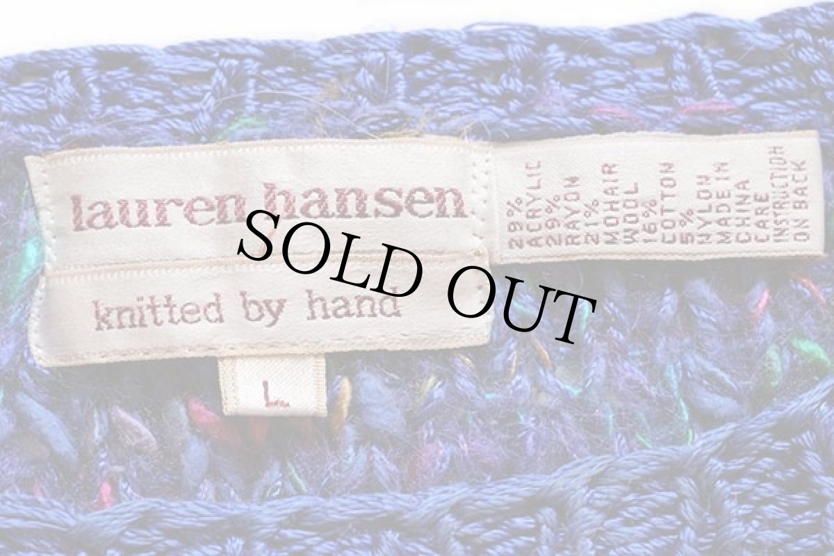 画像4: 90s lauren hansen 編み柄 モヘヤ ハンドニット セーター 紫 (4)