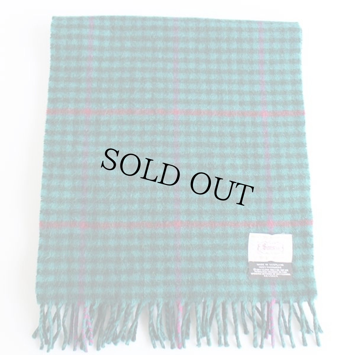 画像2: スコットランド製 Sims チェック カシミヤマフラー (2)