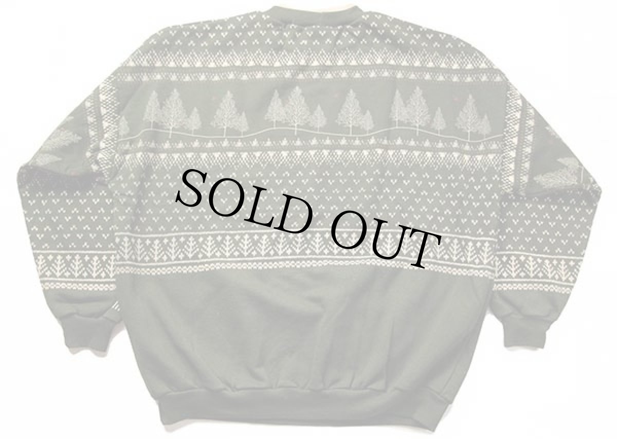 画像2: デッドストック★90s USA製 Artisans ノルディック柄 レイヤードネック スウェット 緑 XL (2)