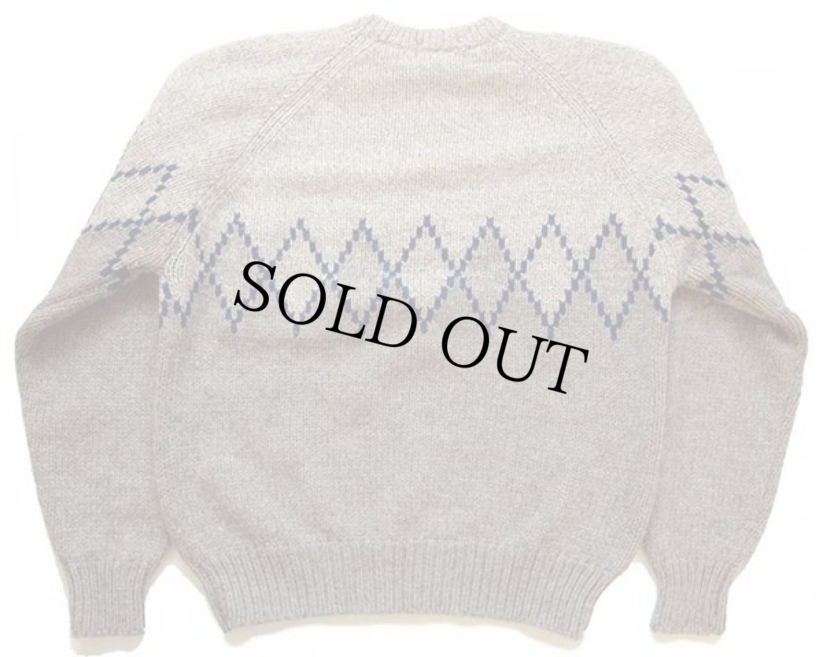 画像2: 80s GAPギャップ ダイヤ柄 切り替え ウールニット セーター L (2)