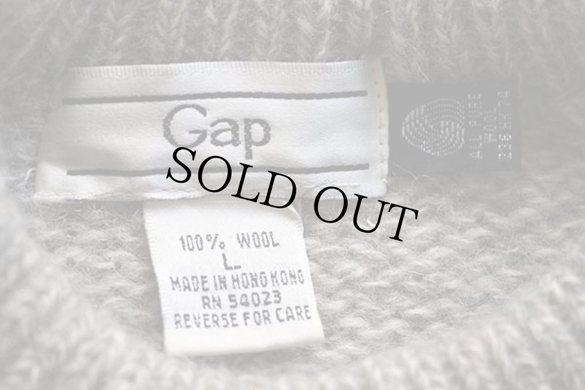 画像4: 80s GAPギャップ ダイヤ柄 切り替え ウールニット セーター L (4)