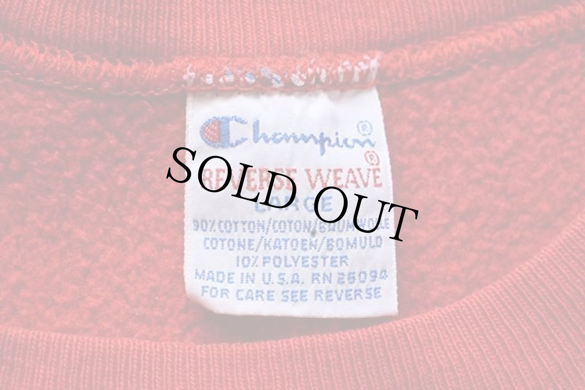 画像4: 90s USA製 Championチャンピオン DECATHLON CLUB刺繍 リバースウィーブ スウェット 赤 L (4)