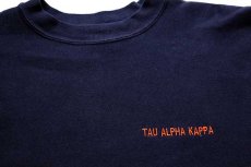 画像3: 90s USA製 Championチャンピオン TAU ALPHA KAPPA刺繍 リバースウィーブ スウェット 紺 L (3)