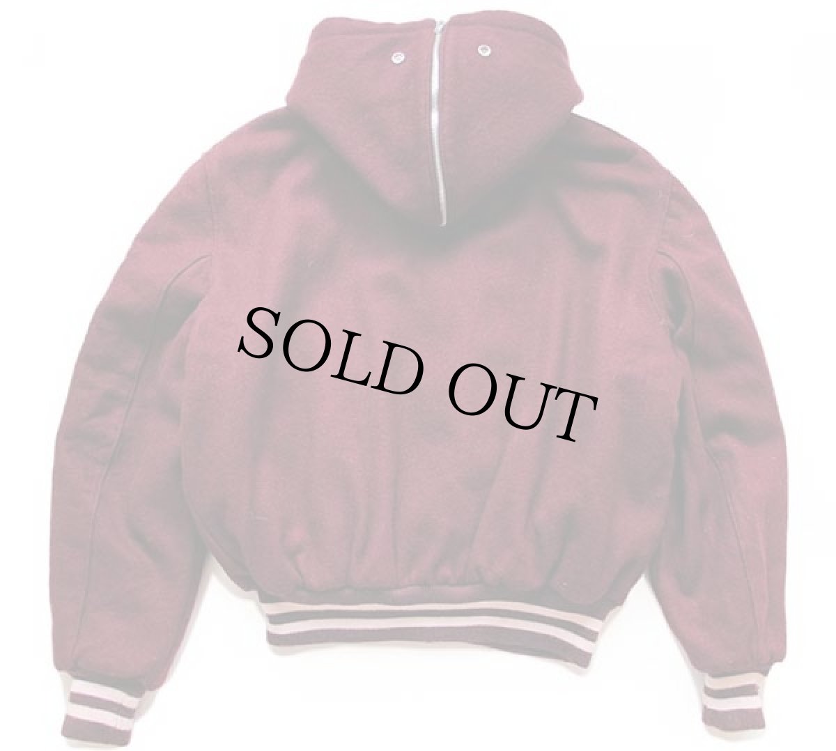 画像2: 90s USA製 DeLONGデロング セーラーカラー キルティングライナー メルトン ウール スタジャン バーガンディ 46 (2)