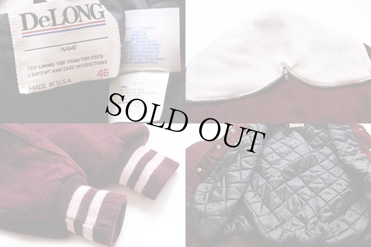 画像5: 90s USA製 DeLONGデロング セーラーカラー キルティングライナー メルトン ウール スタジャン バーガンディ 46 (5)