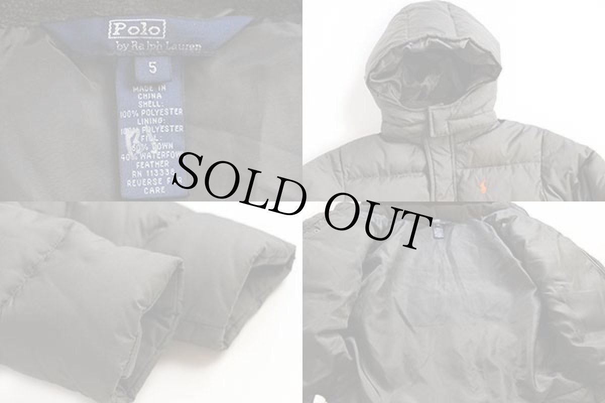 画像3: ポロ ラルフローレン ワンポイント フード付き ダウンジャケット グレーブラウン キッズ 5★パーカー (3)