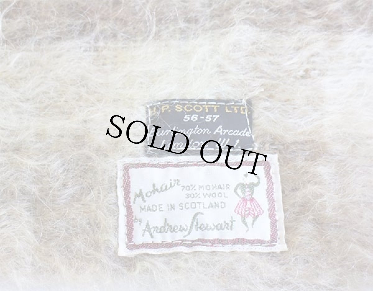 画像3: ビンテージ スコットランド製 Andrew Stewart ブロックチェック モヘヤ パイル マフラー (3)