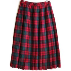 画像2: 90s USA製 PENDLETONペンドルトン AUTHENTIC LINDSAY TARTAN タータンチェック ロング ウール プリーツスカート 10★F (2)