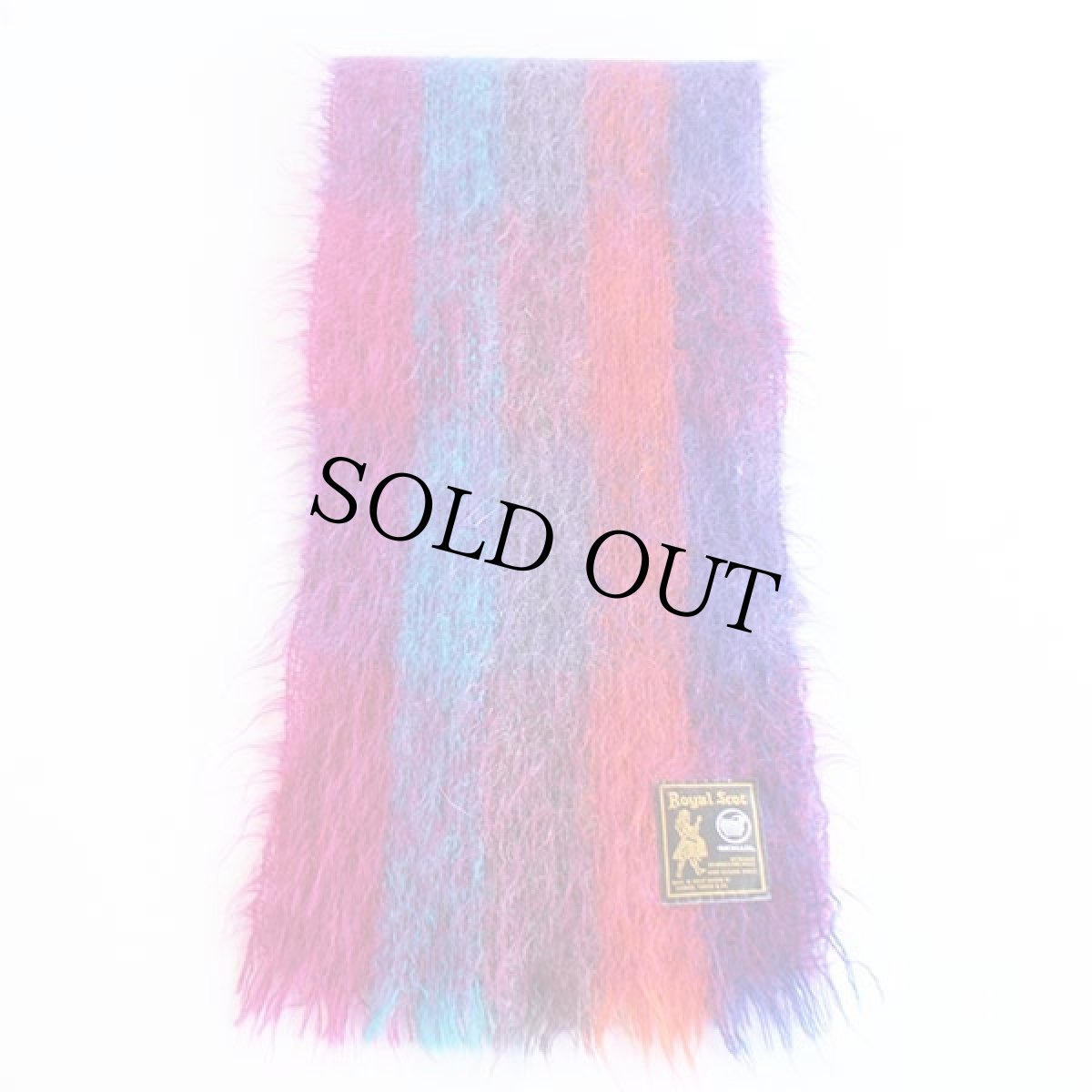 画像2: ビンテージ 英国製 Royal Scot チェック モヘヤ パイル マフラー (2)