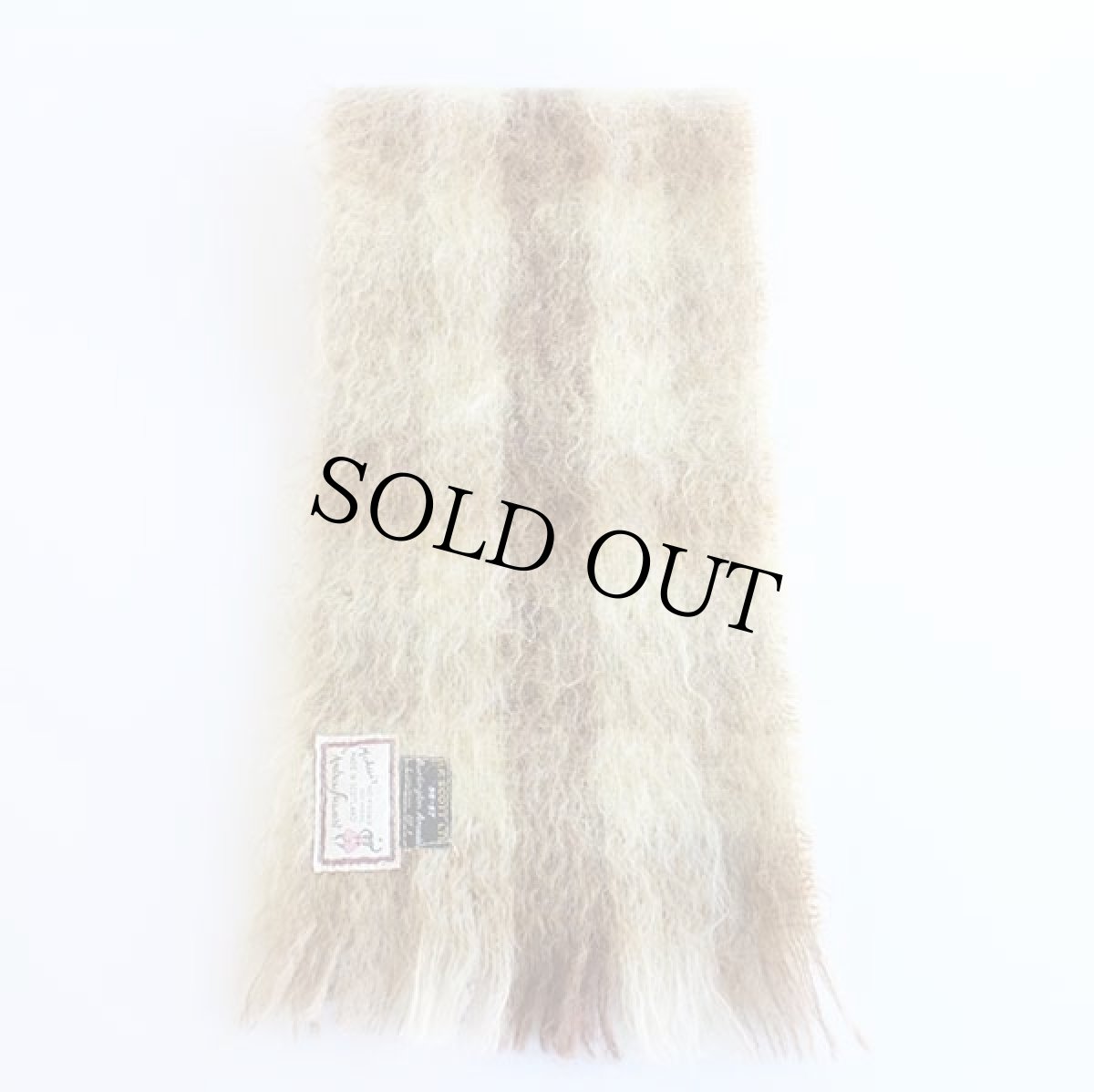 画像2: ビンテージ スコットランド製 Andrew Stewart ブロックチェック モヘヤ パイル マフラー (2)