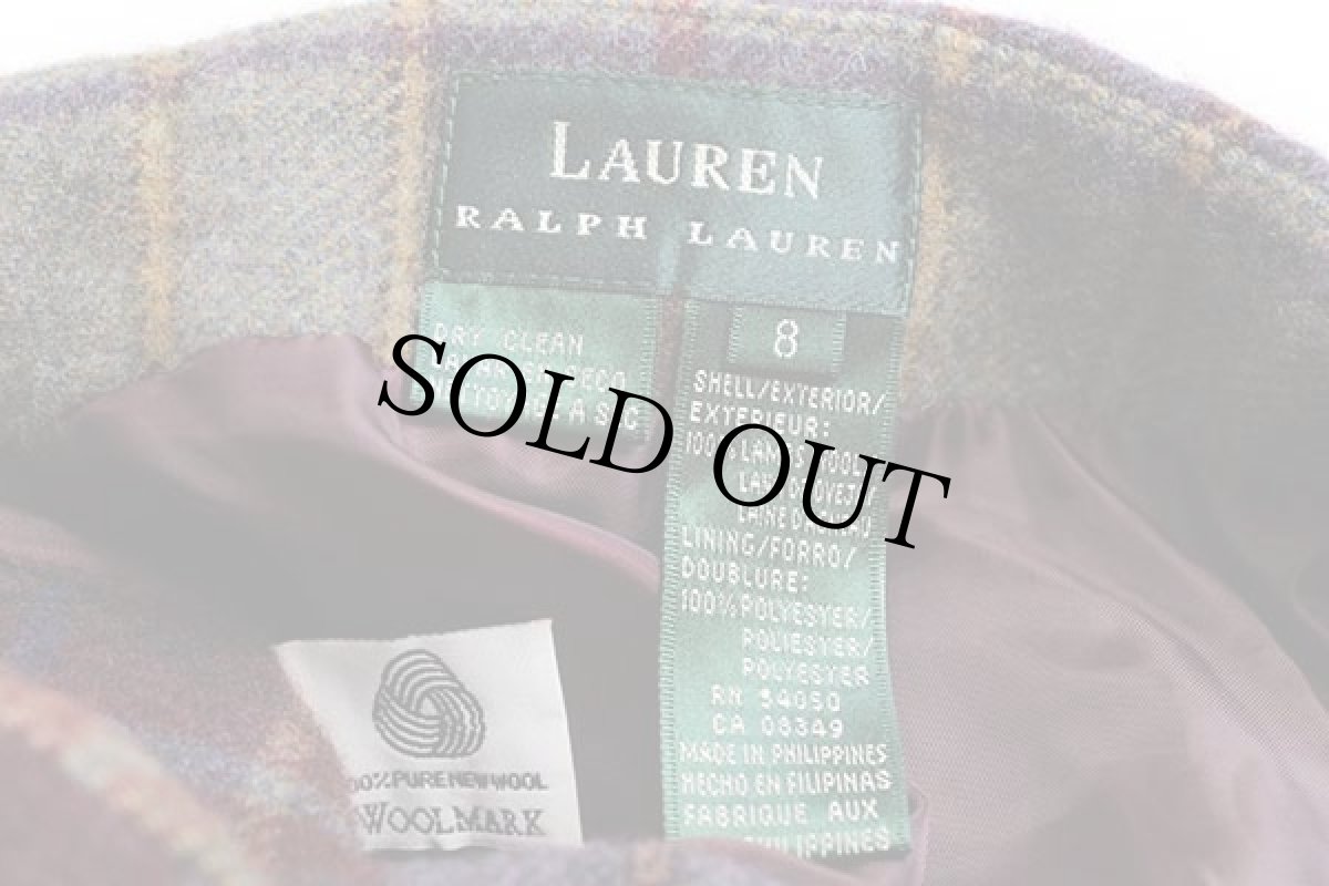 画像3: LAUREN ラルフローレン タータンチェック ブランケット ラムウール 巻きスカート 8 (3)